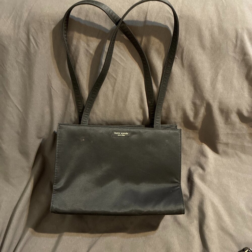Kate Spade Sam Black Classic Vintage Fabric Nylon Shoulder Bag Box Tote